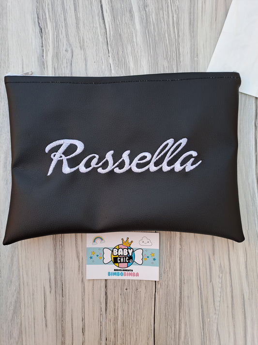 Pochette in ecopelle con nome