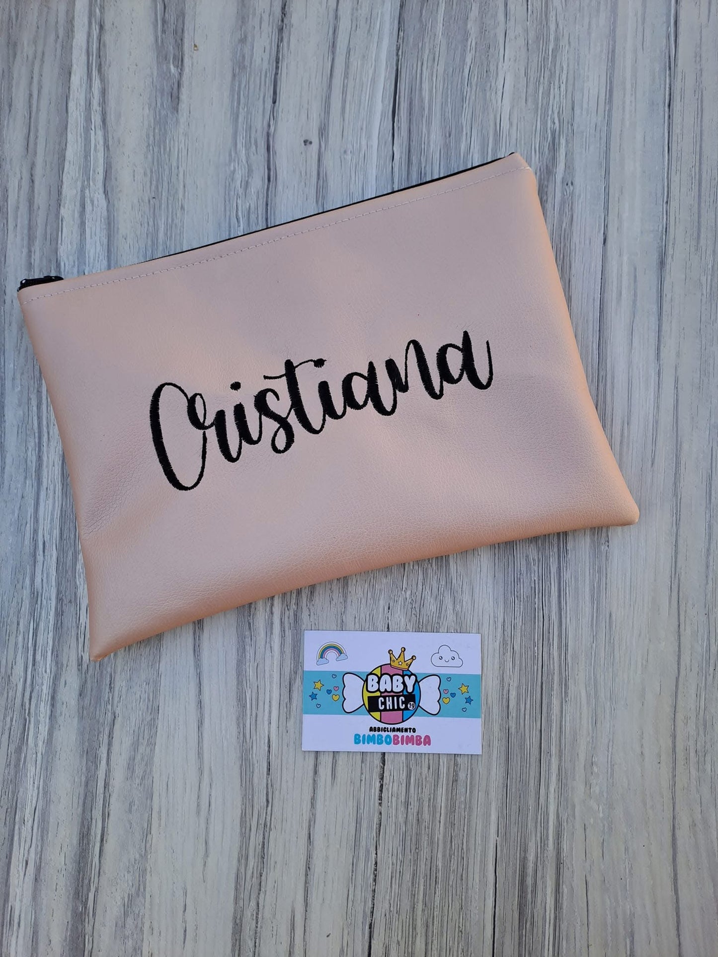 Pochette in ecopelle con nome